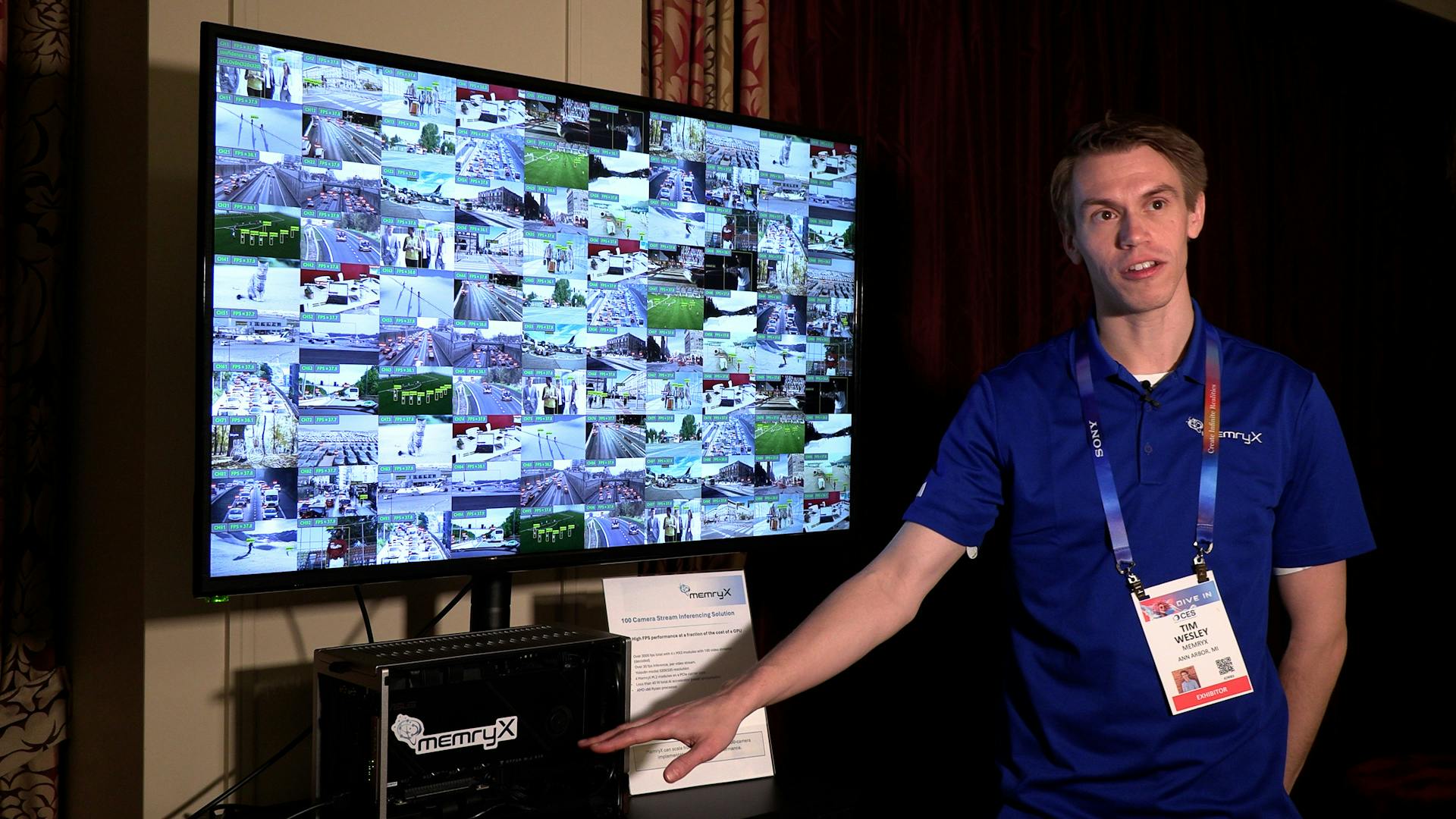MemryX demos included 100 simultaneous video streams leveraging an AI-enabled video management system.