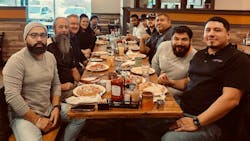 Techs from NextGen Security of Pennsylvania take some time out for a well-deserved meal. Techs from NextGen Security of Pennsylvania take some time out for a well-deserved meal.