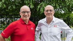 Founder Hayden Burr (L) with ICT CEO Andy Bane (R) Founder Hayden Burr (L) with ICT CEO Andy Bane (R)
