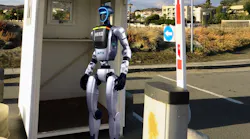Artist's depiction of a HERO humanoid robot standing post at a secure gate.