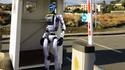 Artist's depiction of a HERO humanoid robot standing post at a secure gate. Artist's depiction of a HERO humanoid robot standing post at a secure gate.