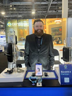Lucas Mason shows off the Centrios line of products featured at ISC West this week Lucas Mason shows off the Centrios line of products featured at ISC West this week
