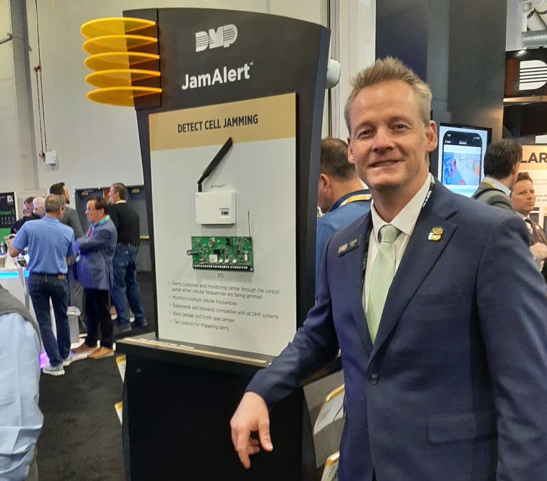 DMP's Warren Hill at the company's ISC West 2025 booth.