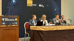 The 2025 Security Megatrends panel featured Geoff Kohl (SIA), moderator, and panelists Tara Dunning (Wesco), Eric Yunag (Convergint) and Devin Love (Allegion).