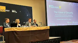 The 2025 Security Megatrends panel featured Geoff Kohl (SIA), moderator, with Tara Dunning (Wesco), Eric Yunag (Convergint) and Devin Love (Allegion). The panelists urged security professionals to reframe their value by focusing on business outcomes — not just technology.