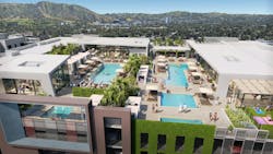 Intro Burbank is a multifamily property consisting of two eight-story residential buildings and a variety of luxury amenities. Intro Burbank is a multifamily property consisting of two eight-story residential buildings and a variety of luxury amenities.