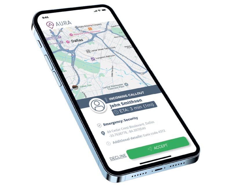 AURA&rsquo;s platform can integrate with WhatsApp, enabling users to request emergency assistance directly through the messaging app.
