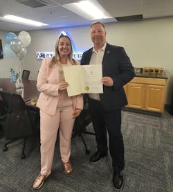 Sharon Durkan, Boston City Councilor, District 8, presents special citation to AJ Caro, Chief Executive Officer of Arrow Security, in commemoration of the grand opening of Arrow’s new Boston office at 225 Friend Street. Sharon Durkan, Boston City Councilor, District 8, presents special citation to AJ Caro, Chief Executive Officer of Arrow Security, in commemoration of the grand opening of Arrow’s new Boston office at 225 Friend Street.