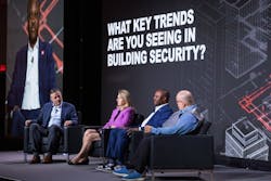 Honeywell's Jeff Stanek, left, moderated the panel as speakers discussed emerging trends in building security, automation and integrated technologies during the 2025 Honeywell Users Group conference in Phoenix. Honeywell's Jeff Stanek, left, moderated the panel as speakers discussed emerging trends in building security, automation and integrated technologies during the 2025 Honeywell Users Group conference in Phoenix.