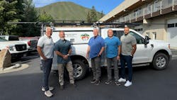 Accurate Fire Protection Solutions, located in Hailey, Idaho, is the latest to join Pye-Barker's family of fire & security companies. (L-R) Jay Strickland, Pat Hudalla, Bill Gooding, Kirk Brundage, Kevin McIntyre Accurate Fire Protection Solutions, located in Hailey, Idaho, is the latest to join Pye-Barker's family of fire & security companies. (L-R) Jay Strickland, Pat Hudalla, Bill Gooding, Kirk Brundage, Kevin McIntyre
