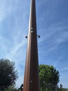 A FLIR Sight Tower equipped with cameras. A FLIR Sight Tower equipped with cameras.