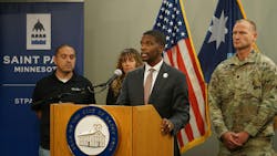 St. Paul Mayor Melvin Carter updates reporters on the city's response to a ransomware attack during a news conference at the Minnesota Department of Public Safety headquarters in downtown St. Paul on Monday, Aug. 11, 2025. Hackers uploaded 43 gigabytes of stolen data after the city refused to pay a ransom. St. Paul Mayor Melvin Carter updates reporters on the city's response to a ransomware attack during a news conference at the Minnesota Department of Public Safety headquarters in downtown St. Paul on Monday, Aug. 11, 2025. Hackers uploaded 43 gigabytes of stolen data after the city refused to pay a ransom.
