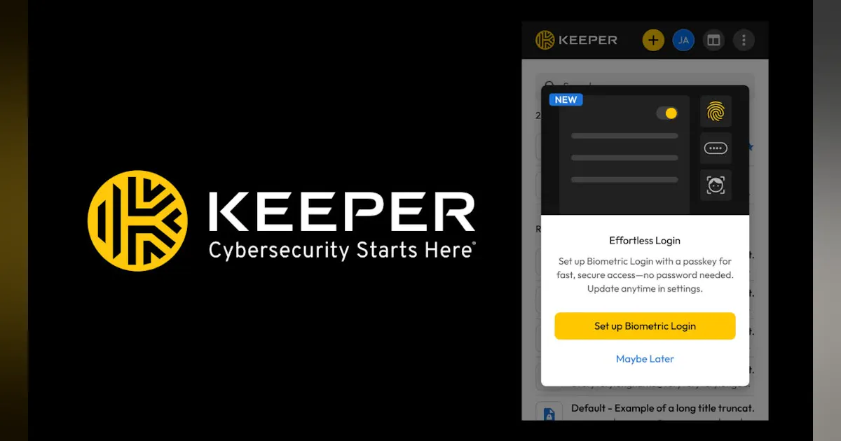 Keeper Security Header Keeper Security Adds Biometric Access to Keeper Vault | Security Info Watch