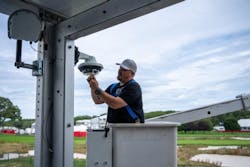 A technician installs a multi-senor Avigilon surveillance camera as part of preparations to secure the Ryder Cup at Bethpage Black. A technician installs a multi-senor Avigilon surveillance camera as part of preparations to secure the Ryder Cup at Bethpage Black.