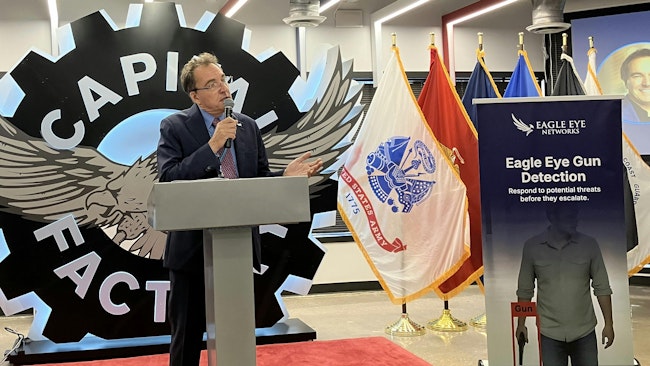 Eagle Eye Networks CEO Dean Drako officially unveils the Eagle Eye gun detection solution at The Capital Factory in Austin, Texas.