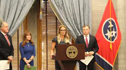 (L to R): Leader Jack Johnson standing next to MOSS TN founding member Noelle Rasmussen, as fellow MOSS TN founding member Holly Walker speaks on school safety with Rep. Ron Gant