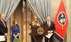 (L to R): Leader Jack Johnson standing next to MOSS TN founding member Noelle Rasmussen, as fellow MOSS TN founding member Holly Walker speaks on school safety with Rep. Ron Gant (L to R): Leader Jack Johnson standing next to MOSS TN founding member Noelle Rasmussen, as fellow MOSS TN founding member Holly Walker speaks on school safety with Rep. Ron Gant