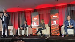 SNG's 'Security Megatrends' panel featured (from left): Steve Van Till, President & CEO of Brivo; Devin Love, VP of Global Software Programs for Allegion; Tara Dunning, VP of Converging Technology Global Sales and Strategy for Wesco; and Eric Yunag, EVP of Products and Services for Convergint. SNG's 'Security Megatrends' panel featured (from left): Steve Van Till, President & CEO of Brivo; Devin Love, VP of Global Software Programs for Allegion; Tara Dunning, VP of Converging Technology Global Sales and Strategy for Wesco; and Eric Yunag, EVP of Products and Services for Convergint.