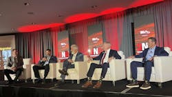 Moderated by Ken Francis (far left), CEO of Actuate, SNG's 'State of the Security Integrator' Panel included (from left): Ken Poole, Chief Revenue Officer of Security 101, Scott Elkins, CEO of Zeus Fire and Security, John Nemerofsky, COO of SAGE Integration, and John Palumbo, President of Unlimited Technology. Moderated by Ken Francis (far left), CEO of Actuate, SNG's 'State of the Security Integrator' Panel included (from left): Ken Poole, Chief Revenue Officer of Security 101, Scott Elkins, CEO of Zeus Fire and Security, John Nemerofsky, COO of SAGE Integration, and John Palumbo, President of Unlimited Technology.