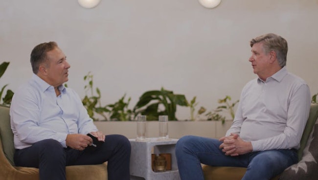 Read Hayes, right, executive director of the Loss Prevention Research Council, speaks with Michael Evanoff during a recent episode of Verkada’s 'Vantage Points' podcast.