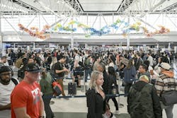 Travelers wait in line at a security checkpoint at George Bush Intercontinental Airport in Houston, Texas on Nov. 7, 2025. (Ronaldo Schemidt/AFP/Getty Images/TNS) Travelers wait in line at a security checkpoint at George Bush Intercontinental Airport in Houston, Texas on Nov. 7, 2025. (Ronaldo Schemidt/AFP/Getty Images/TNS)