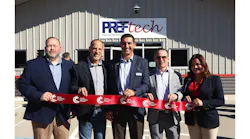 Pref-Tech welcomed more than 100 customers, partners, local officials and community members to the grand opening of the company’s new Conroe office. Pictured, left to right, are the company's Jeff Ferguson, VP, Operations; Grady Jett, VP, Sales & Marketing; Shaun Castillo, President; Douglas Patete, VP of Finance & Accounting; and Karina Izaguirre, VP of People.