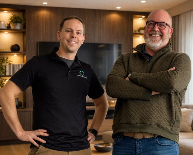Tim Schilling, left, President of Connesso, and AJ McPherson, General Manager for the Ohio market, following Connesso&rsquo;s acquisition of McPherson Connected Systems.