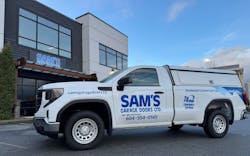 Sam’s Garage Doors, founded in 1990, operates a manufacturing facility and headquarters in Port Coquitlam, British Columbia, and employs about 40 people. Sam’s Garage Doors, founded in 1990, operates a manufacturing facility and headquarters in Port Coquitlam, British Columbia, and employs about 40 people.