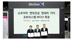 Hanchul Kim, CEO of Suprema; Seung Min Oh, Executive Director of Hyundai E&C; and Ri Goon Choi, Executive Director of Hyundai Motor and Kia Robotics LAB Hanchul Kim, CEO of Suprema; Seung Min Oh, Executive Director of Hyundai E&C; and Ri Goon Choi, Executive Director of Hyundai Motor and Kia Robotics LAB