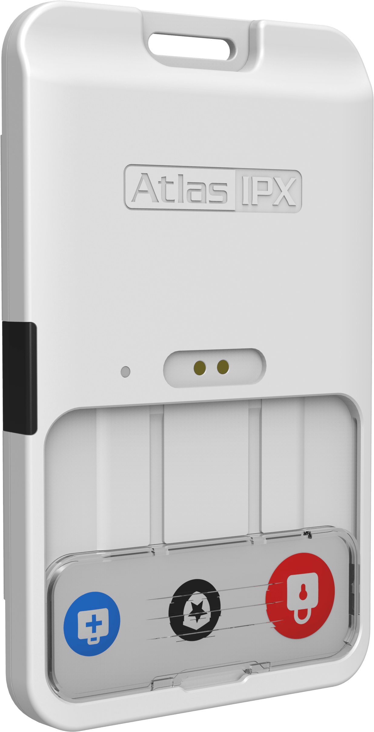 AtlasIED&rsquo;s AIX RapidAlert wearable badges and supporting gateways on display at ISC West 2026, demonstrating a discreet, cloud-connected system for emergency assistance and real-time location awareness.