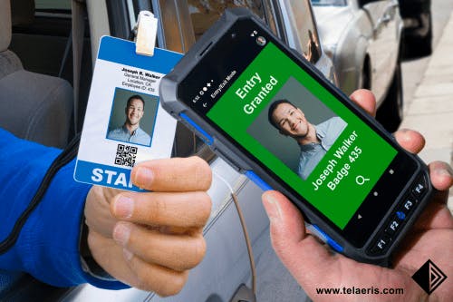 Telaeris demonstrates XPressEntry Guard Tour handheld patrol tracking solution at ISC West 2026.