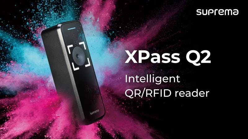 Suprema&rsquo;s XPass Q2 reader supports QR, barcode, RFID and mobile credentials in a single device for high-volume access points.