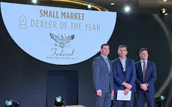 Federal Protection accepted a dealer award at the DMP Owners Forum. Federal Protection accepted a dealer award at the DMP Owners Forum.