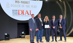 Dial Security accepted a dealer award at the DMP Owners Forum. Dial Security accepted a dealer award at the DMP Owners Forum.