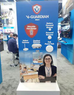 The V-Guardian Alert platform routes a wearable activation through beacons and LoRaWAN to a central system, enabling targeted notifications and escalation across connected devices and personnel. The V-Guardian Alert platform routes a wearable activation through beacons and LoRaWAN to a central system, enabling targeted notifications and escalation across connected devices and personnel.