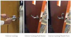A Texas State University ALERRT Center study found that classroom doors equipped with interior locking functions — including push-button and thumb-turn locks — can be secured faster and with fewer errors during lockdowns than traditional exterior-key locking mechanisms, reducing the need for teachers to enter hallways during active shooter emergencies. A Texas State University ALERRT Center study found that classroom doors equipped with interior locking functions — including push-button and thumb-turn locks — can be secured faster and with fewer errors during lockdowns than traditional exterior-key locking mechanisms, reducing the need for teachers to enter hallways during active shooter emergencies.