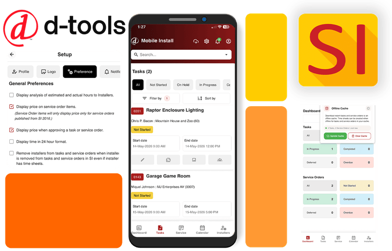 The new D-Tools SI Mobile Install App provides field technicians with mobile access to service orders, schedules, project details and offline workflow capabilities.