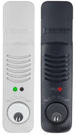 Camden Door Controls’ new CX-DA800 Series Exit Alarms and CX-DA810 Series Door Prop Alarms are designed for mechanically secured doors with audible and visual alert capabilities. Camden Door Controls’ new CX-DA800 Series Exit Alarms and CX-DA810 Series Door Prop Alarms are designed for mechanically secured doors with audible and visual alert capabilities.