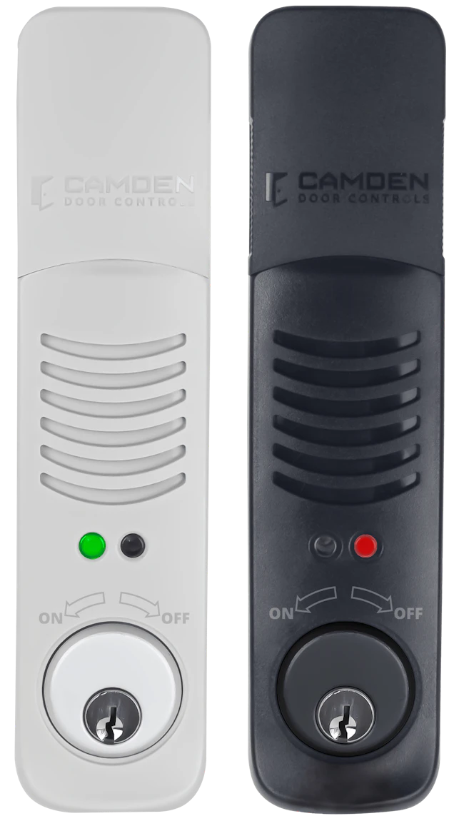Camden Door Controls&rsquo; new CX-DA800 Series Exit Alarms and CX-DA810 Series Door Prop Alarms are designed for mechanically secured doors with audible and visual alert capabilities.