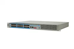 Omnitron FlexSwitch 10GRPoE/Sx 24-port Ethernet and PoE switch featuring dual 10G uplinks and full-power PoE support for edge devices and surveillance systems. Omnitron FlexSwitch 10GRPoE/Sx 24-port Ethernet and PoE switch featuring dual 10G uplinks and full-power PoE support for edge devices and surveillance systems.