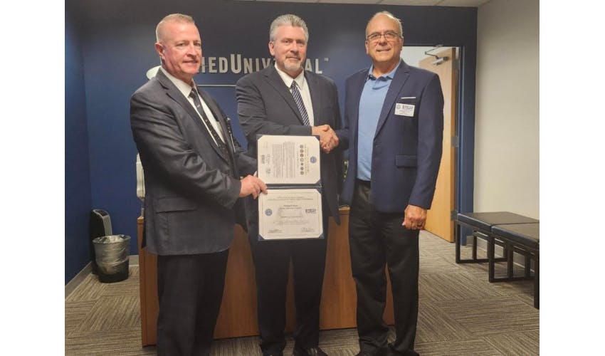 Pictured left to right: Thomas Mahoney, Mike Matz, Joseph Kruk, CMSgt, USAF (Ret) ESGR Volunteer. The Patriot Award recognizes supervisors and managers who provide support to members of the National Guard and Reserve and their families during military service obligations.