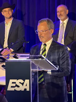 Incoming Electronic Security Association Chairman Jeremy Bates addressed the membership during the recent ESX show.
