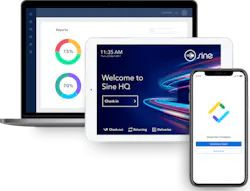 Sine's SinePoint Pro iPad kiosks now support Advanced ID Check, which combines document authentication, face matching and automated compliance records as part of the visitor check-in process.