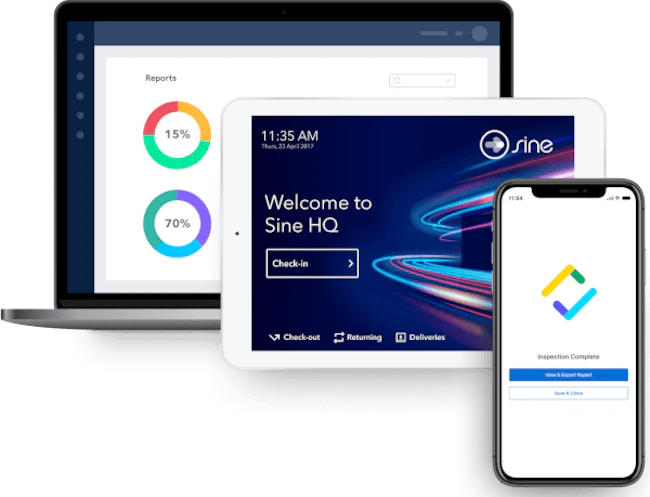 Sine's SinePoint Pro iPad kiosks now support Advanced ID Check, which combines document authentication, face matching and automated compliance records as part of the visitor check-in process.