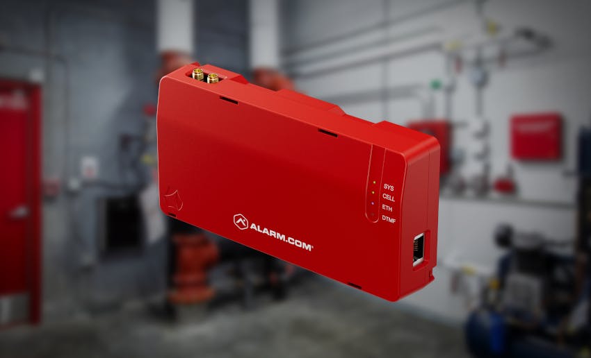 The Alarm.com ADC-FC1-LTE-V is designed to provide LTE-based alarm signal transmission for commercial fire systems while supporting both sole-path cellular and dual-path communications configurations.