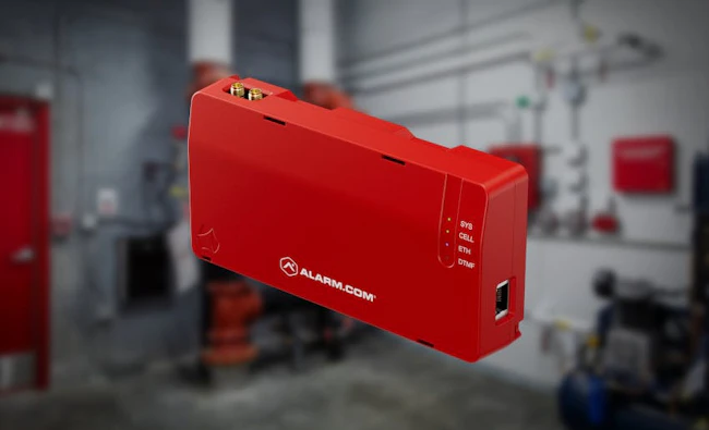 The Alarm.com ADC-FC1-LTE-V is designed to provide LTE-based alarm signal transmission for commercial fire systems while supporting both sole-path cellular and dual-path communications configurations.