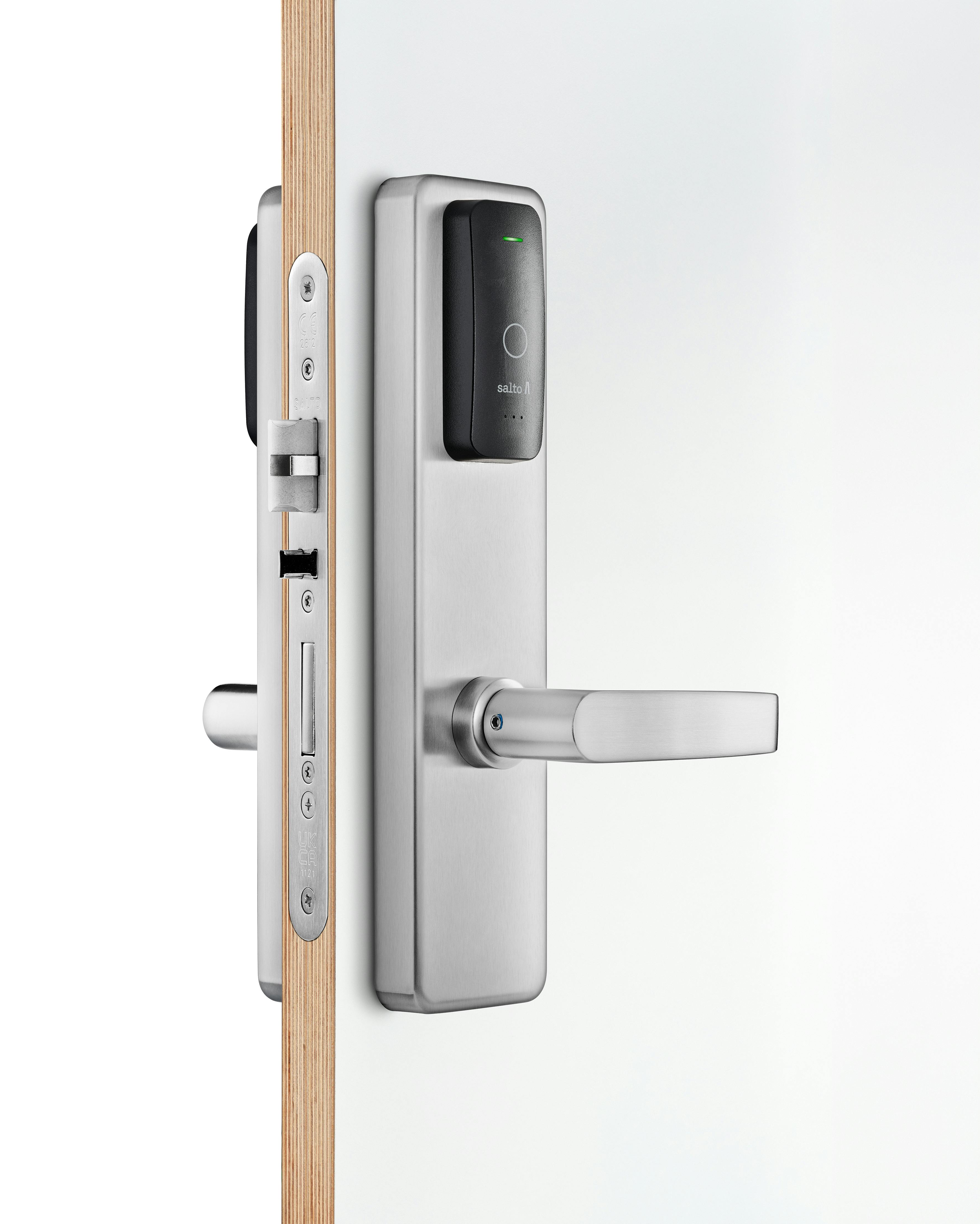 Salto's new XS4 Double Reader combines two integrated readers in a single wire-free smart lock to enable monitored entry and exit at one access point.