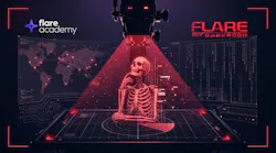 A participant explores simulated dark web forums, breach data and cyber threat intelligence scenarios in Flare's new Darkroom by Flare Academy interactive training platform.