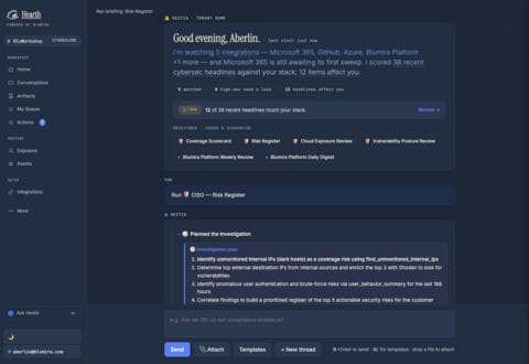Blumira&rsquo;s Hearth AI command center is designed to help security teams coordinate their existing security environments from one place.