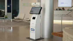 HID technology is integrated into a CTS self-service kiosk to support document authentication and facial verification during visitor check-in.